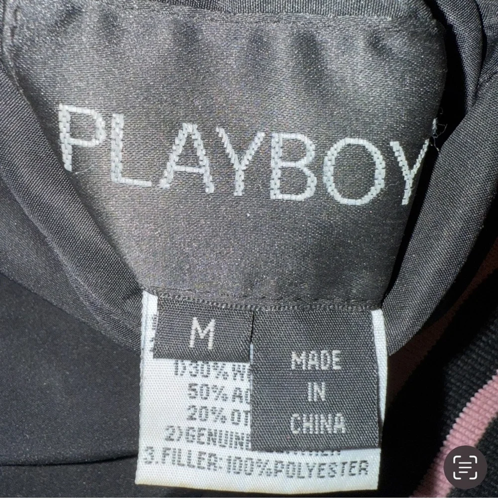 PLAYBOY Vintage Y2K Reversible Black and Pink Leather Letterman’s Jacket Size M - Picture 3 of 16